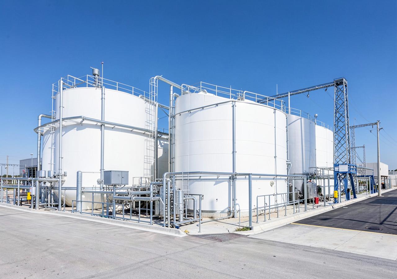 Bulk propane storage tanks at a supply terminal
